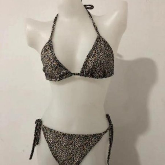 NWOT One Size Yellow Floral Print Bikini - Picture 3 of 9